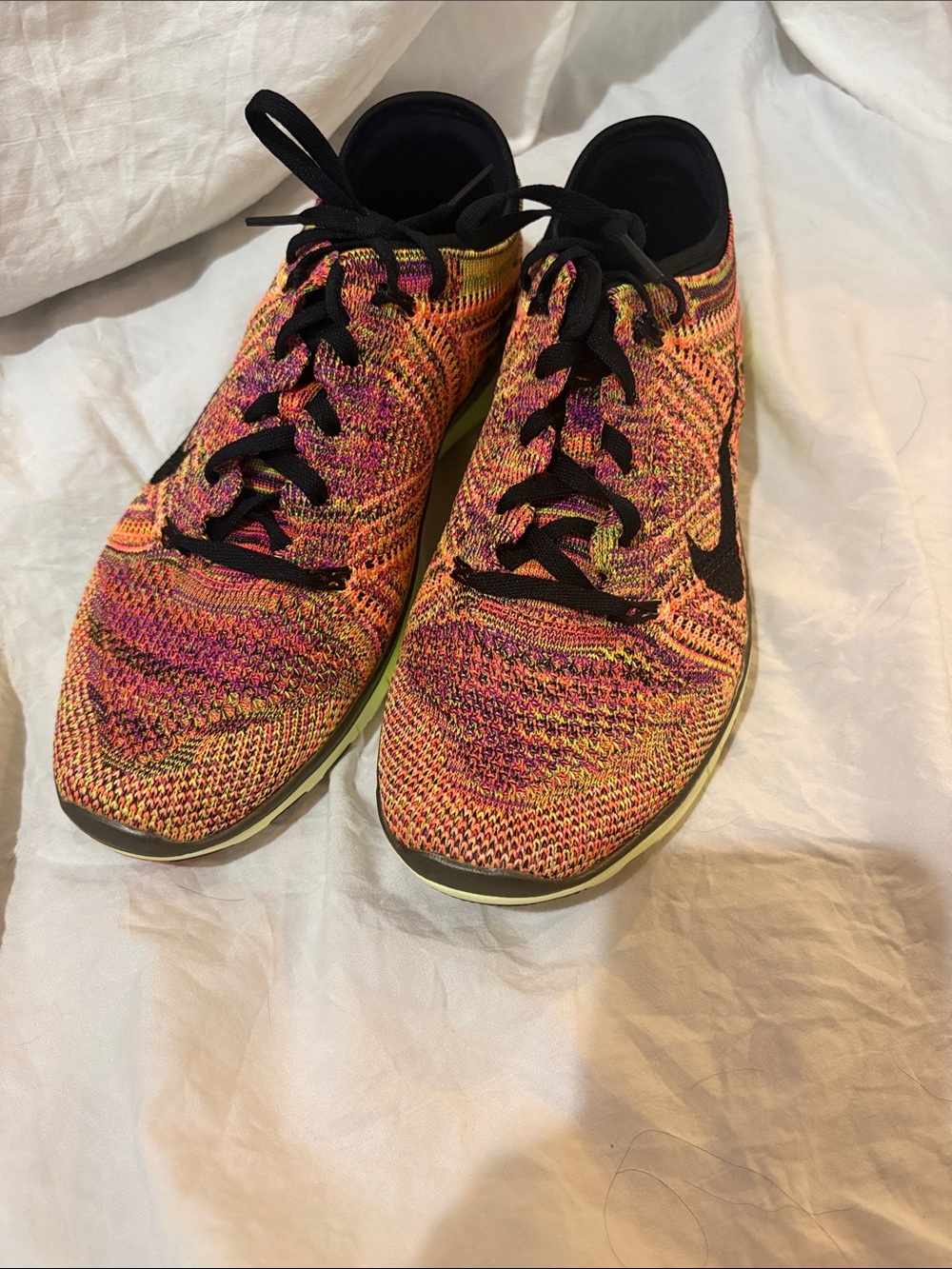 Nike Women’s Flyknit Multicolor Running Shoes - Black Swoosh